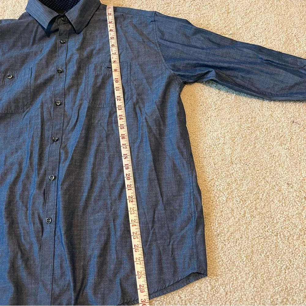 ⭐️3 for 30 Dark Blue‎ Beverly Hills Polo Club Chambray Soft ButtonUp Shirt Sz XL